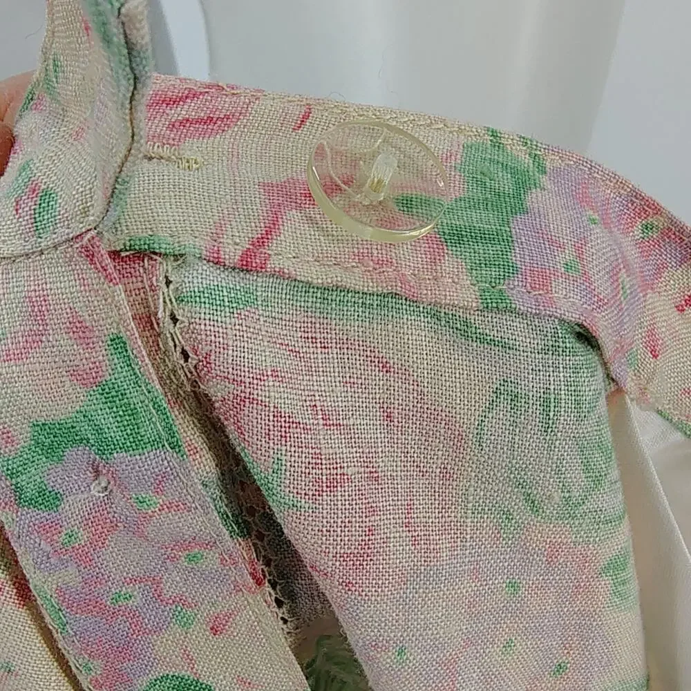 Vintage Lauren Ralph Lauren 100% Linen Floral Button-Front Skirt FLAW Size 8
